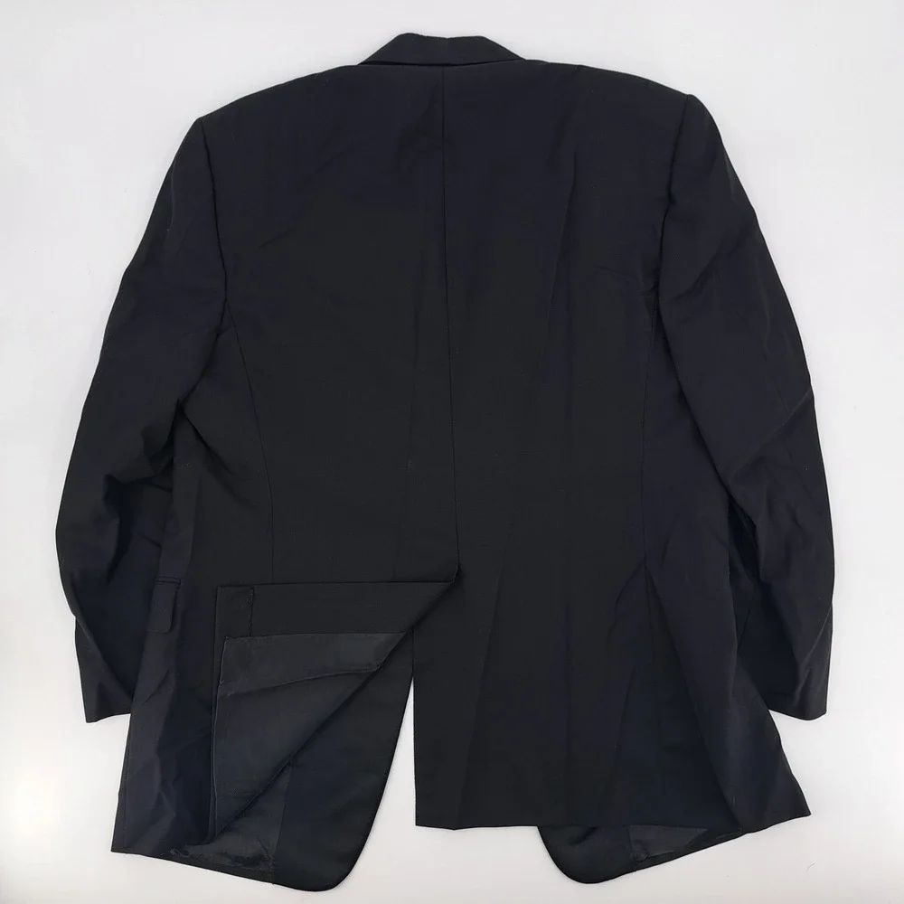 Hickey Freeman Boardroom Tuxedo Jacket Mens 46R Wool Black Solid Peak Lapel USA